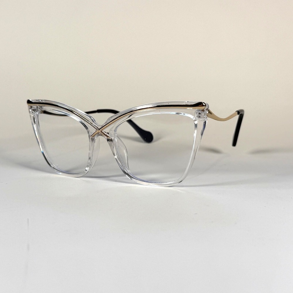 Unbranded W68064 Cat Eye Eyeglasses Frame Only 54-19-142 Clear Gold Full Rim